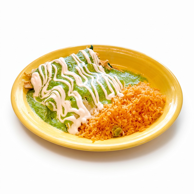 Lunch Spinach & Chicken Enchiladas.
